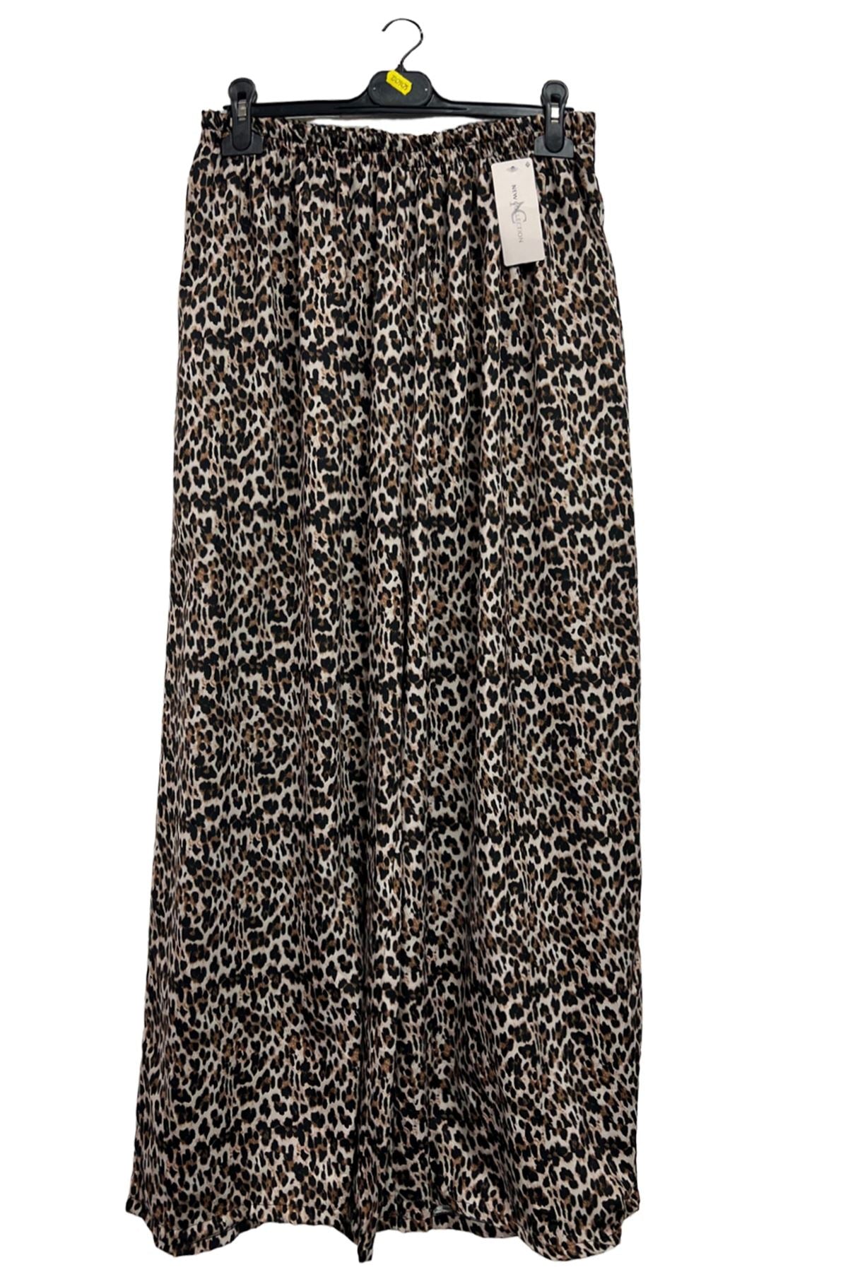 Animal Print Two Side Pockets Wide-Leg Trousers
