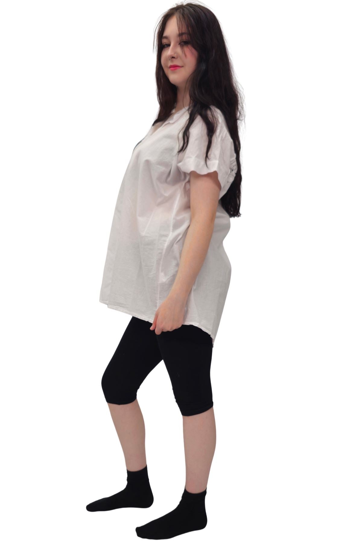 Plain Button-Down Front Cotton Shirt
