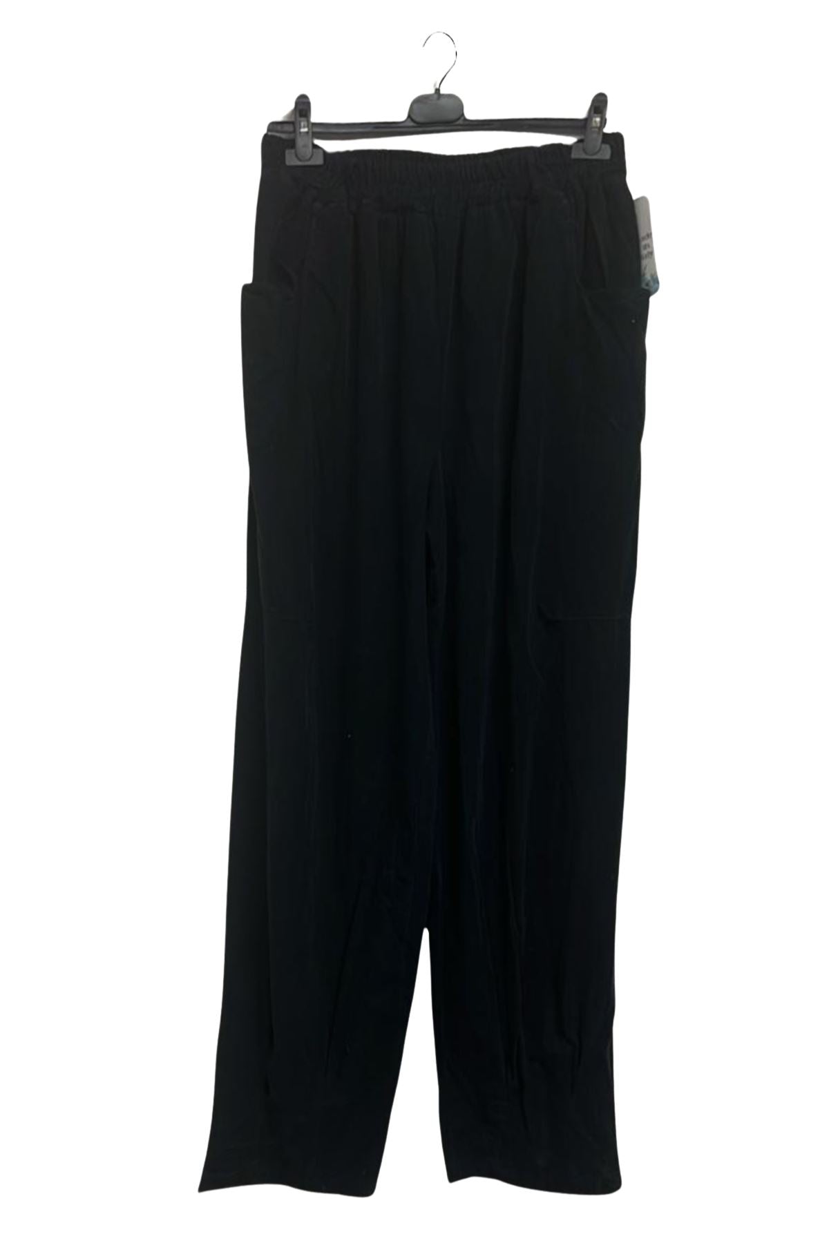 Plain Elasticated Waistband Front Two Pockets Cotton Trousers