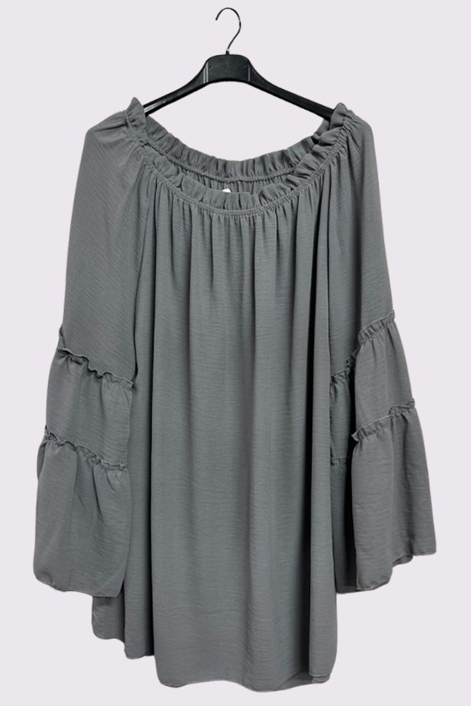 Plain Curved Hem Oversized Top
