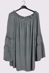 Plain Curved Hem Oversized Top