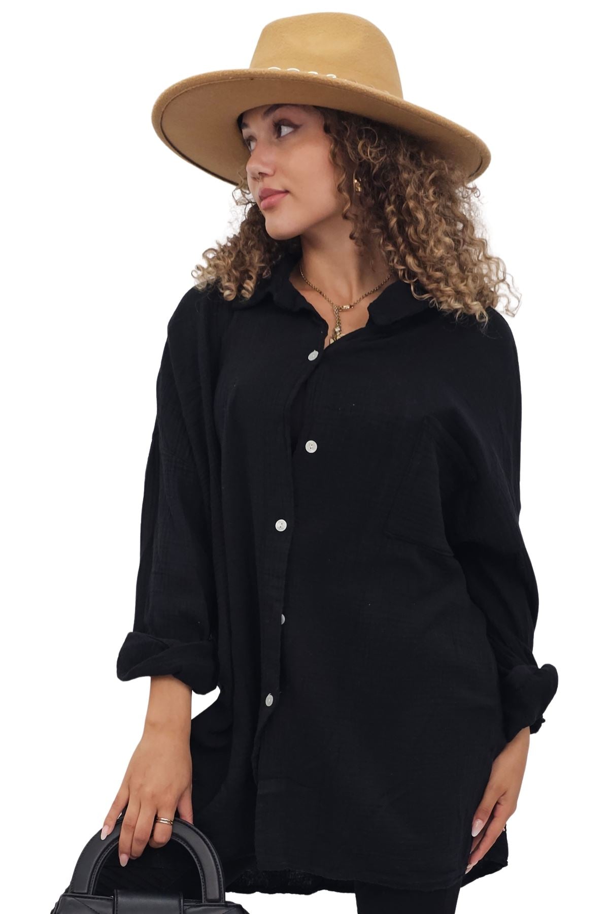 Plain Button Up Pocket Cotton Shirt