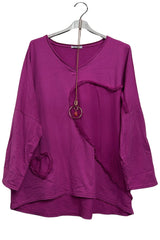 Heart Shaped Raw Edge Patch Work Tunic Cotton Top