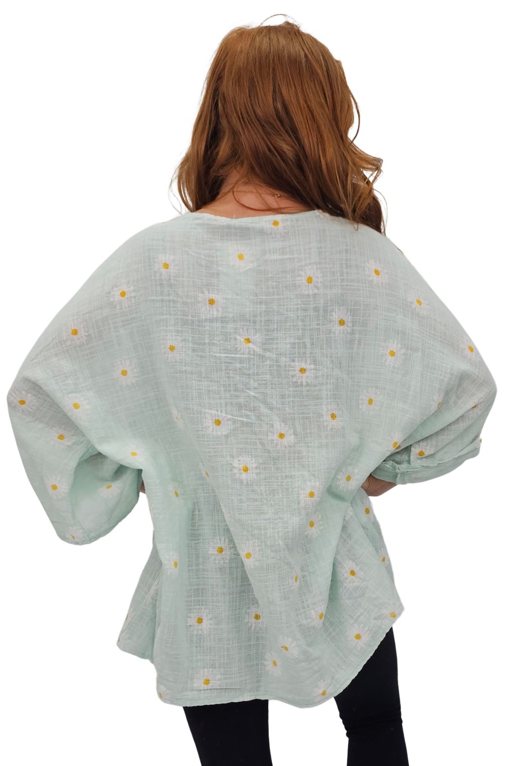 Daisy Flower Print Necklace Cotton Top