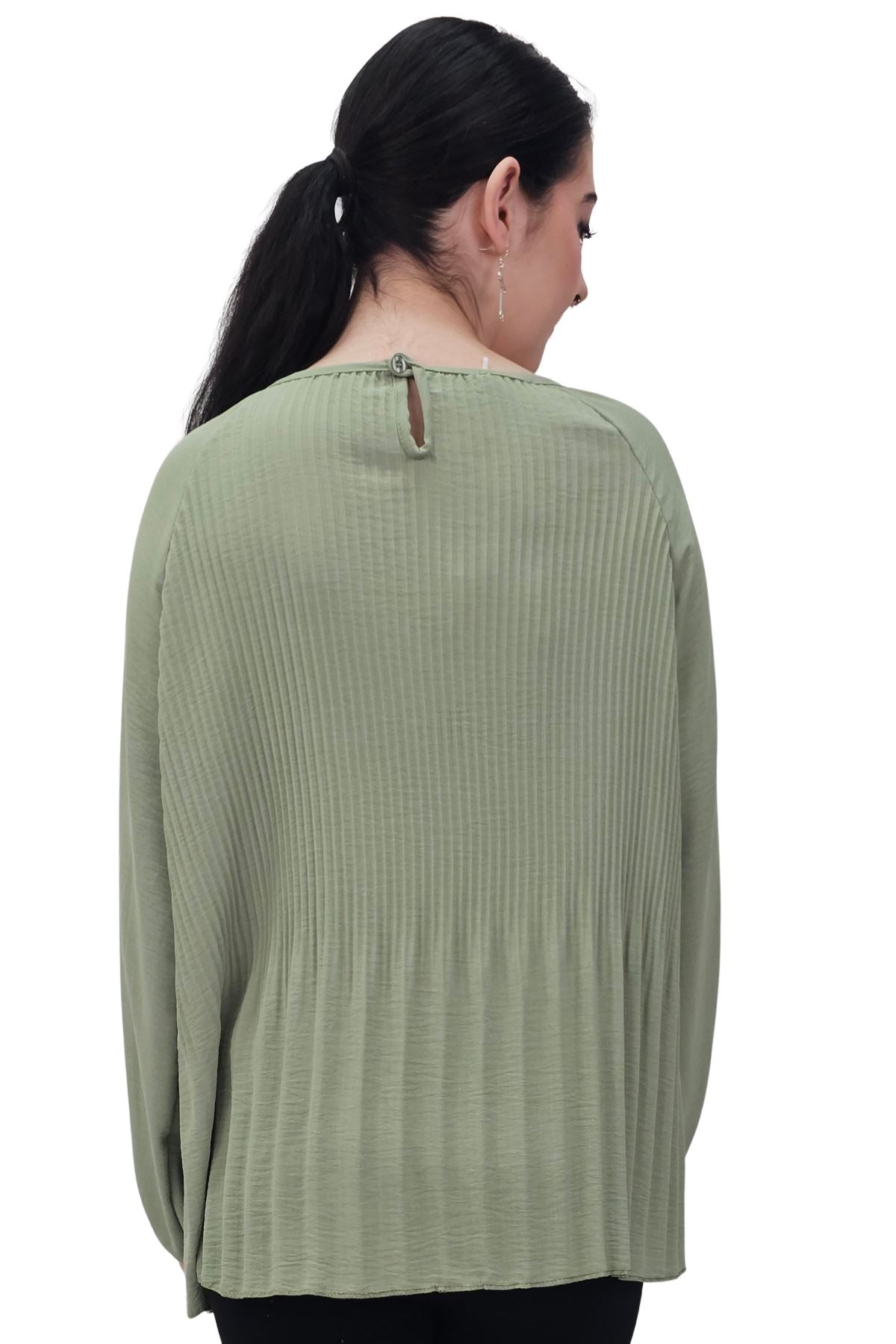 Plain Pleated Elastic Cuff Top