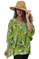 Floral Print Oversized Pocket Tunic Cotton Top
