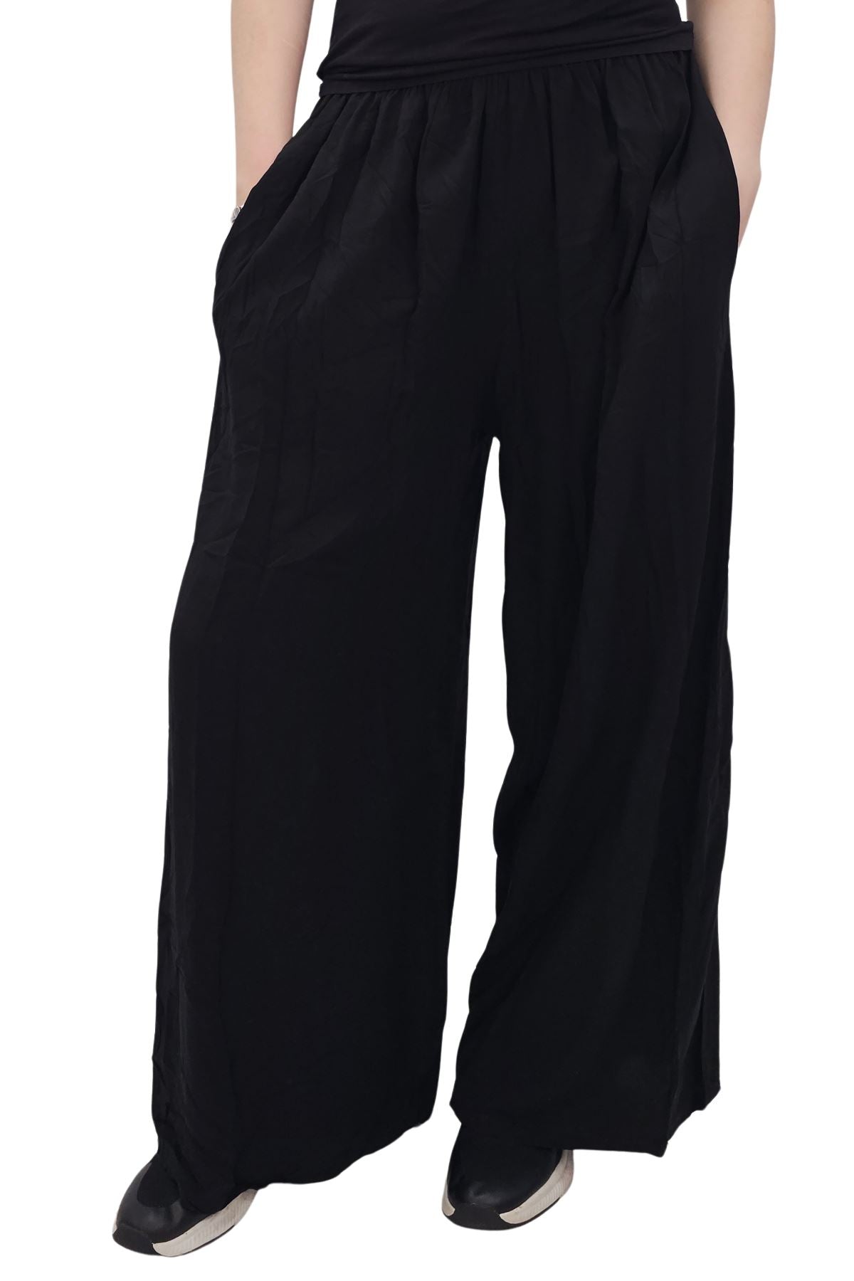 Plain Elasticated Waistband Wide Leg Palazzo