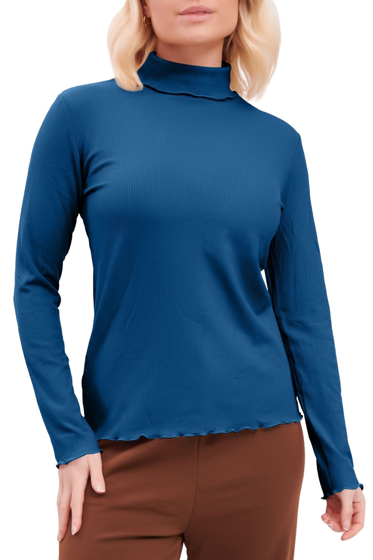 Special Price Plain Ribbed Viscose Jumper