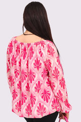 Floral Print Oversized Drawstring Top