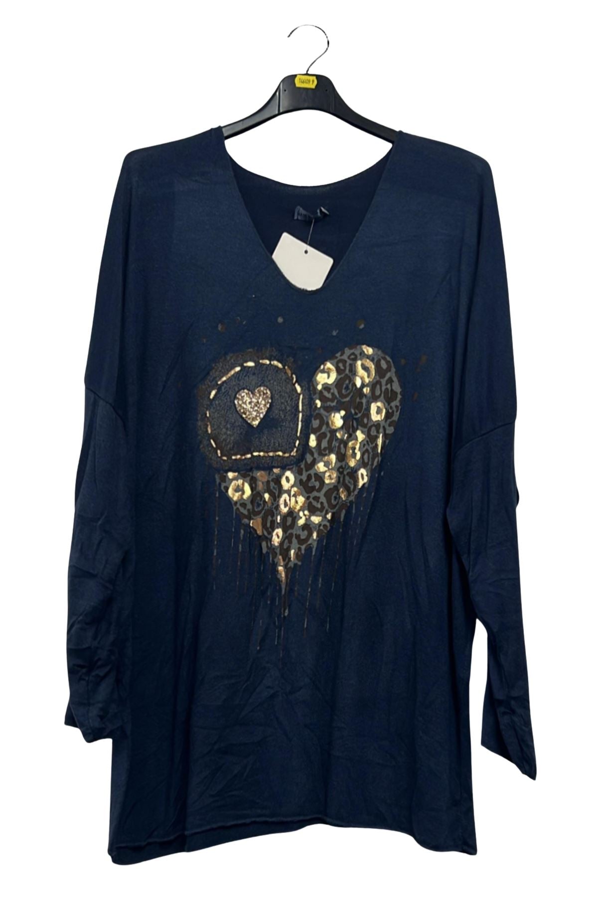 Sequin Leopard Heart Pattern Tunic Top