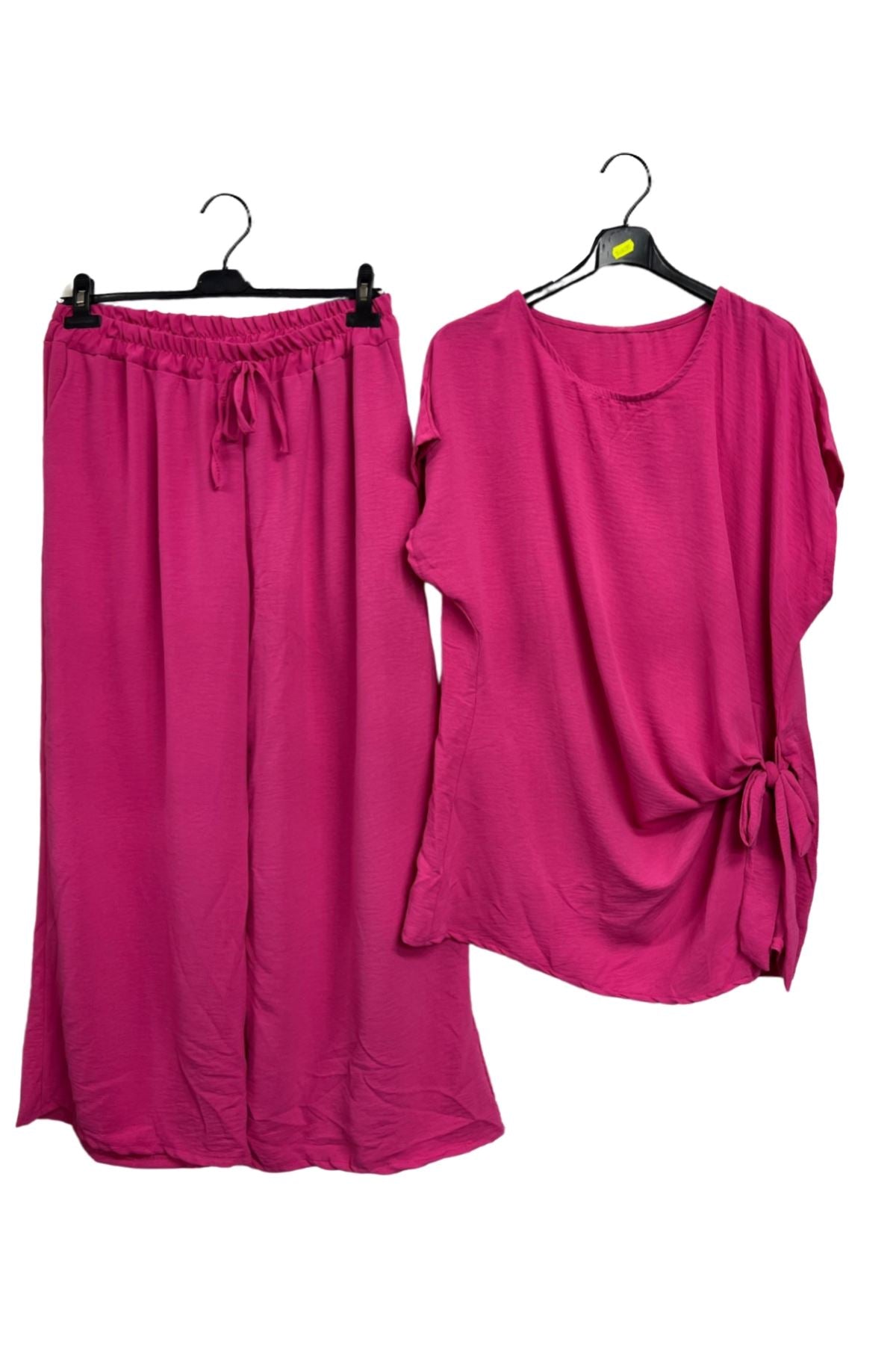 Plain Side Tie Detail Drawstring Waistband Co-Ord Set