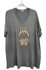 Sequin Embellished Bunny Oversized T-Shirt