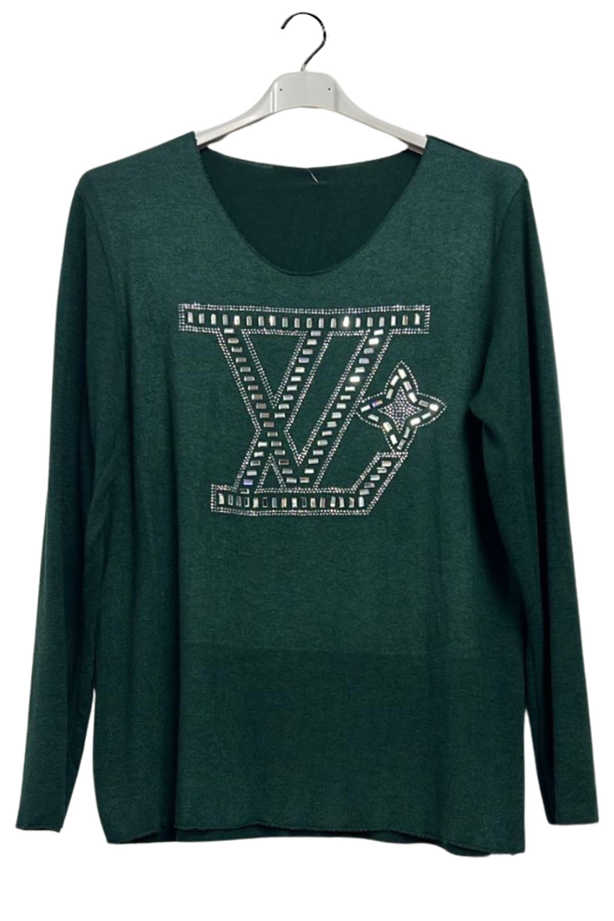 Rhinestones Graphic Pattern Soft Feel Tunic Top