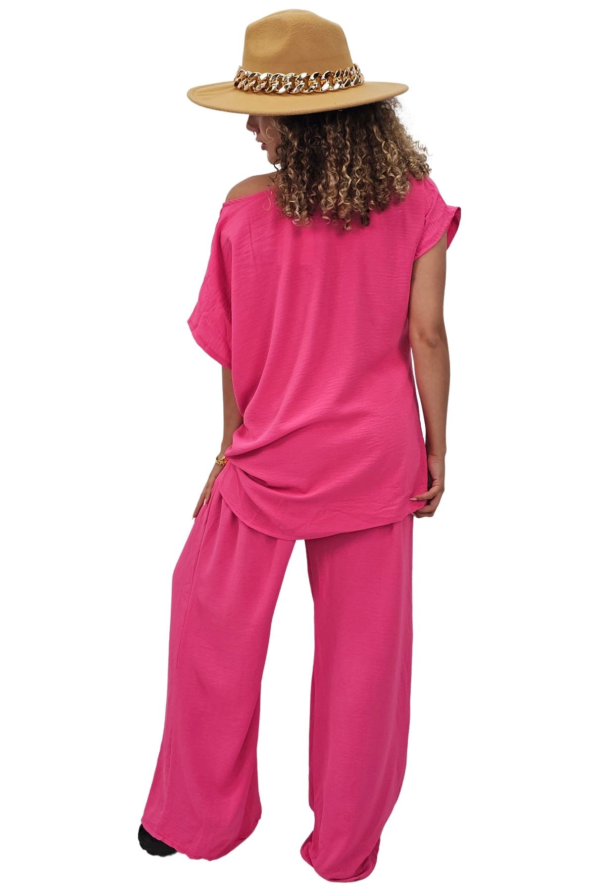 Plain Side Tie Detail Drawstring Waistband Co-Ord Set