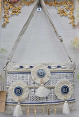Embroidered Tassel Shell Clutch Bag