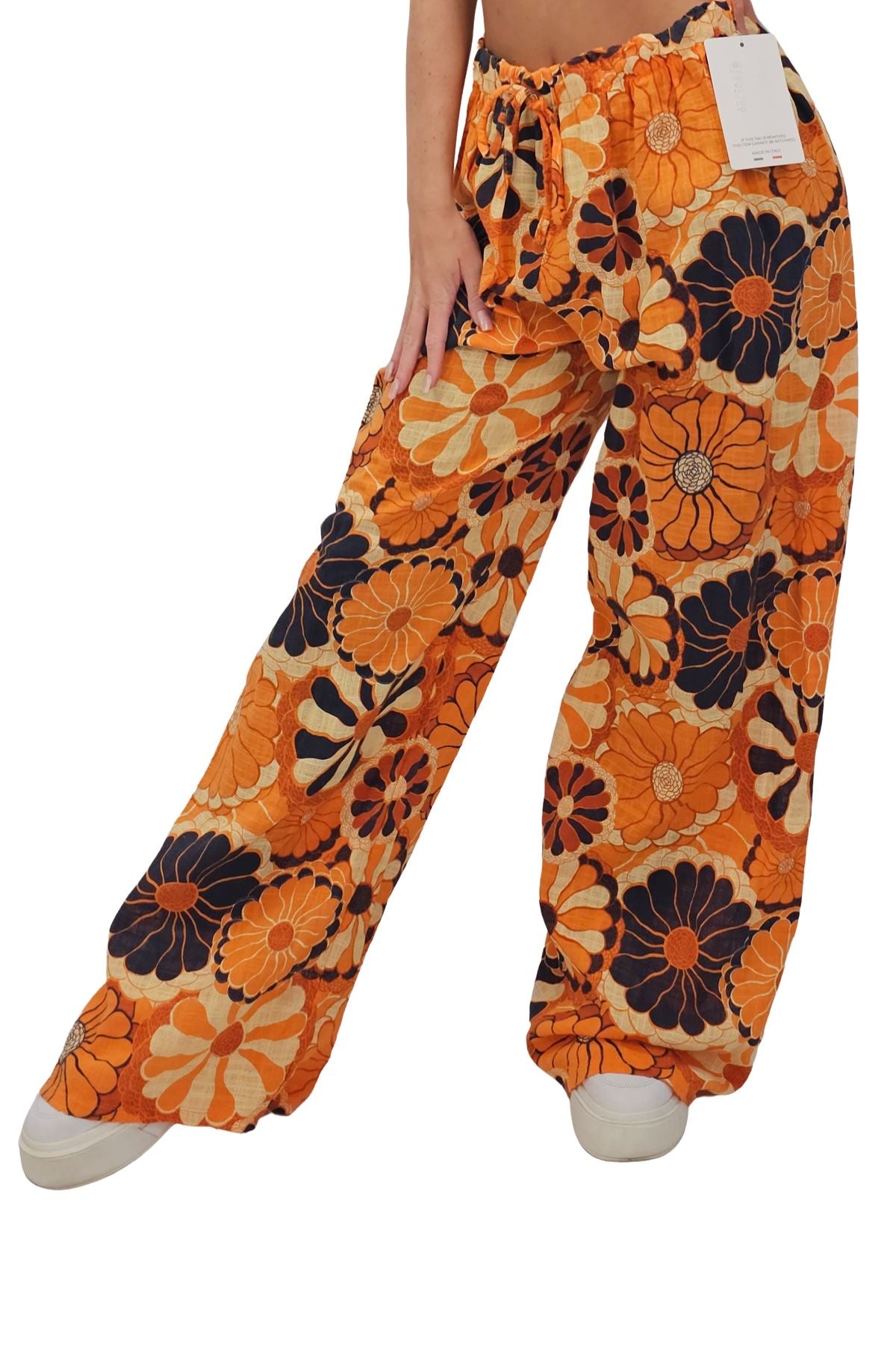 Floral Print Wide Leg Cotton Palazzo