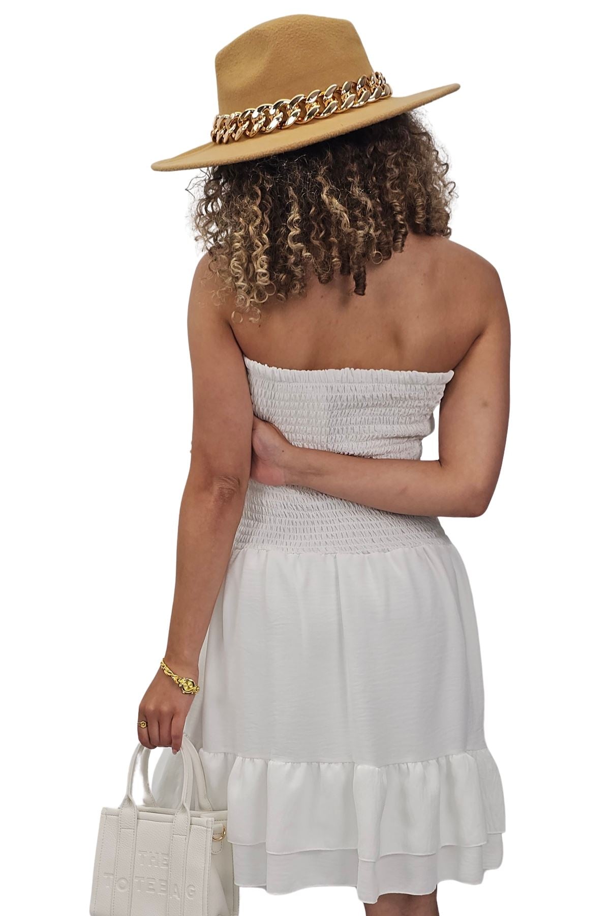 Plain Bandeau Shirred Playsuit