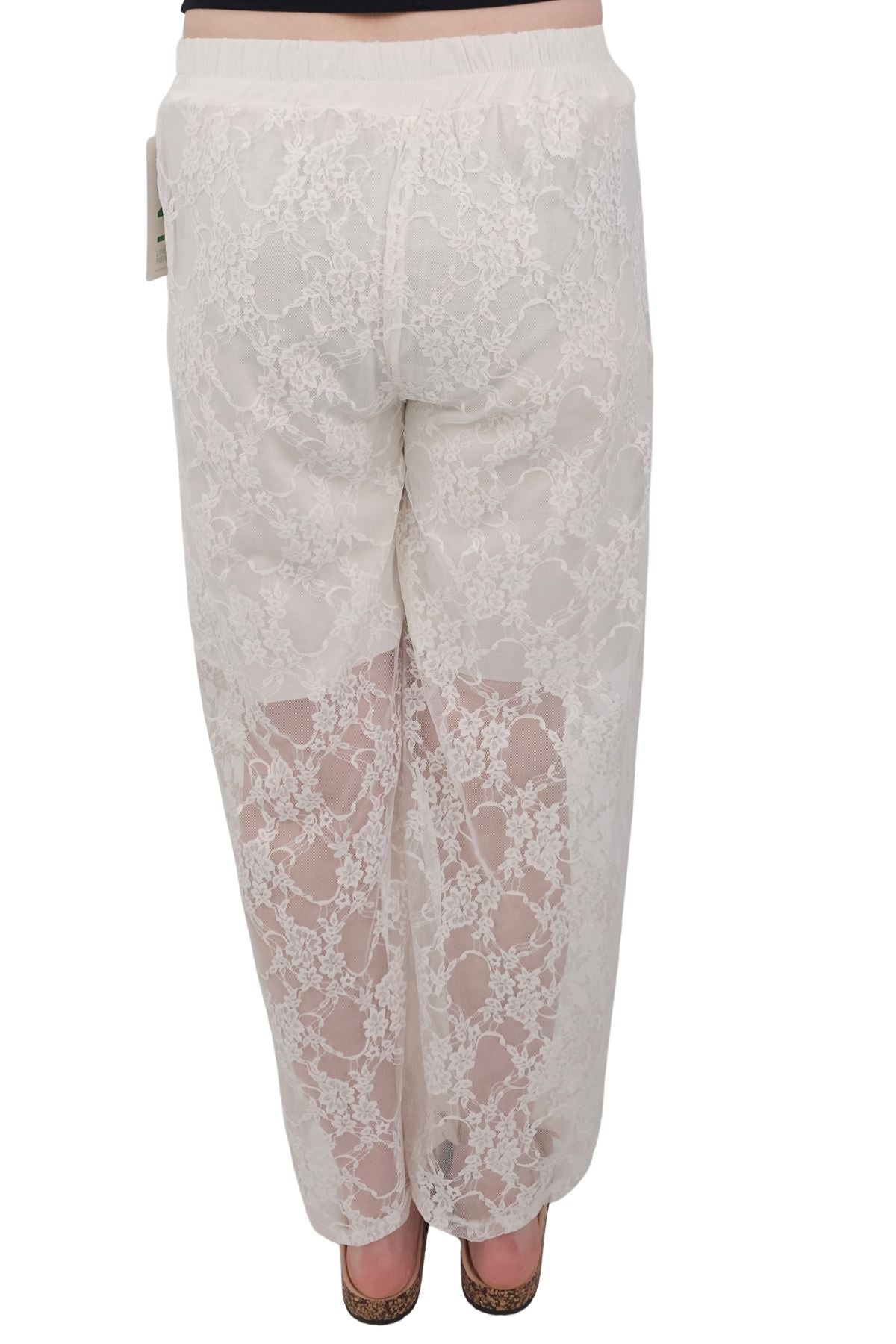 Floral Lace Pattern Drawstring Waistband Trousers