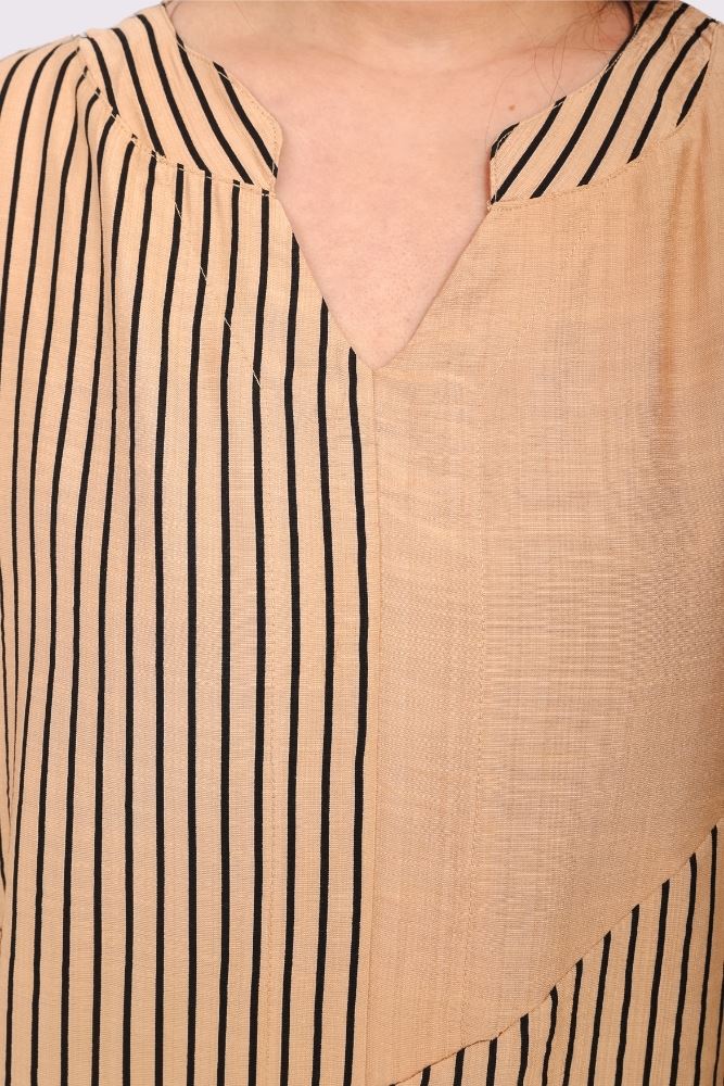 Stripe Print Cotton Tunic Top