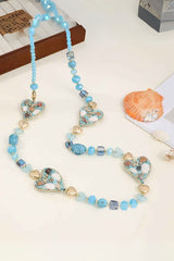 Heart Charm Beaded Neutral Tones Necklace