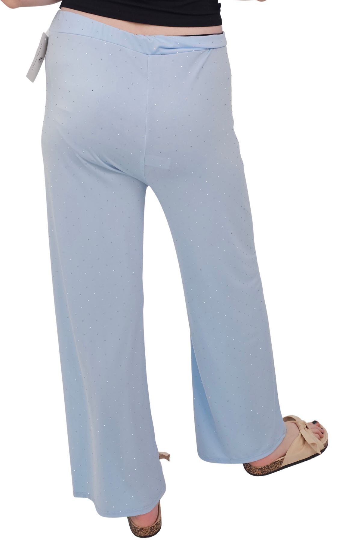 Diamante Pattern Wide Leg Trousers