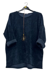 Plain Knitted Dropped Shoulders Top