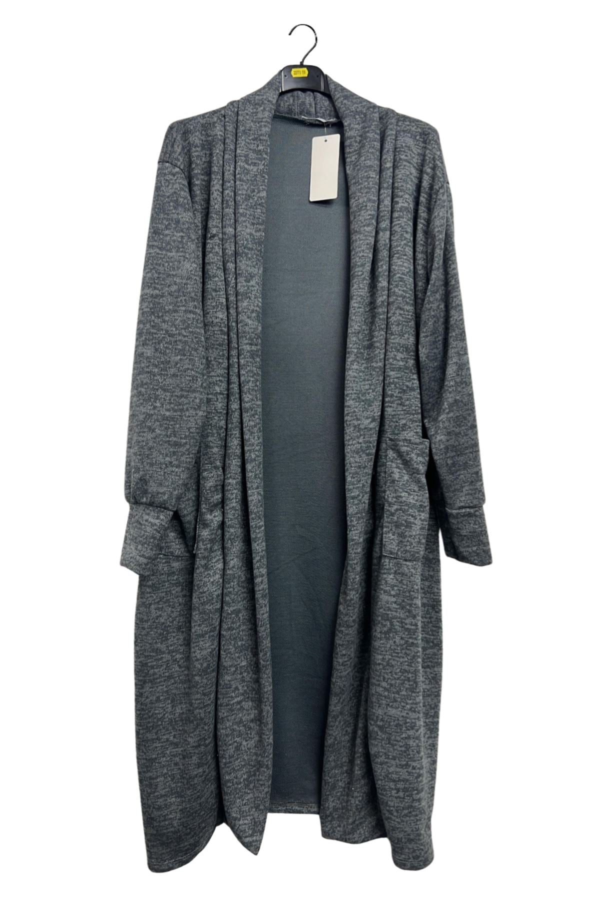 Plain Two Pockets Longline Duster Cardigan