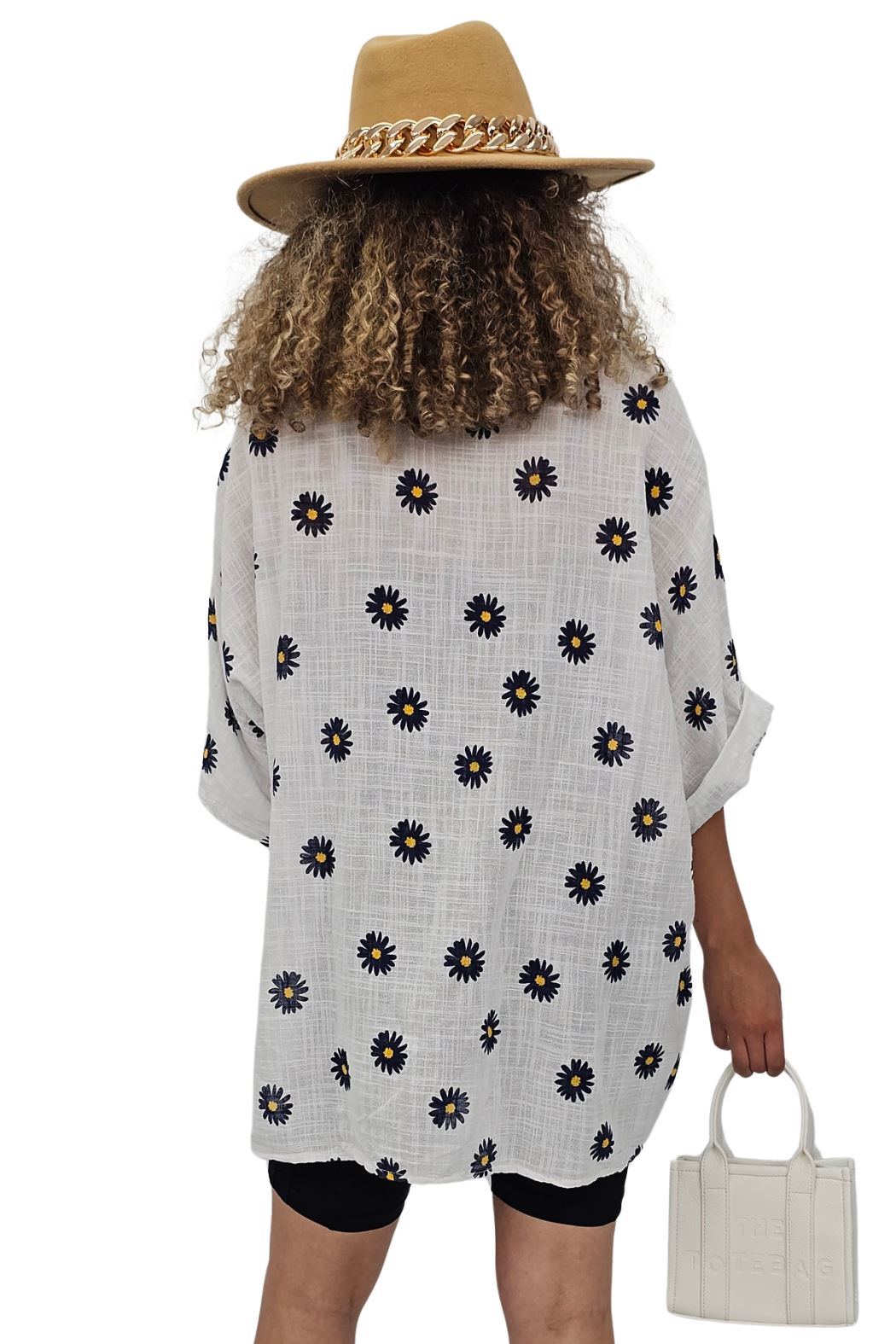 Daisy Flower Print Necklace Cotton Top