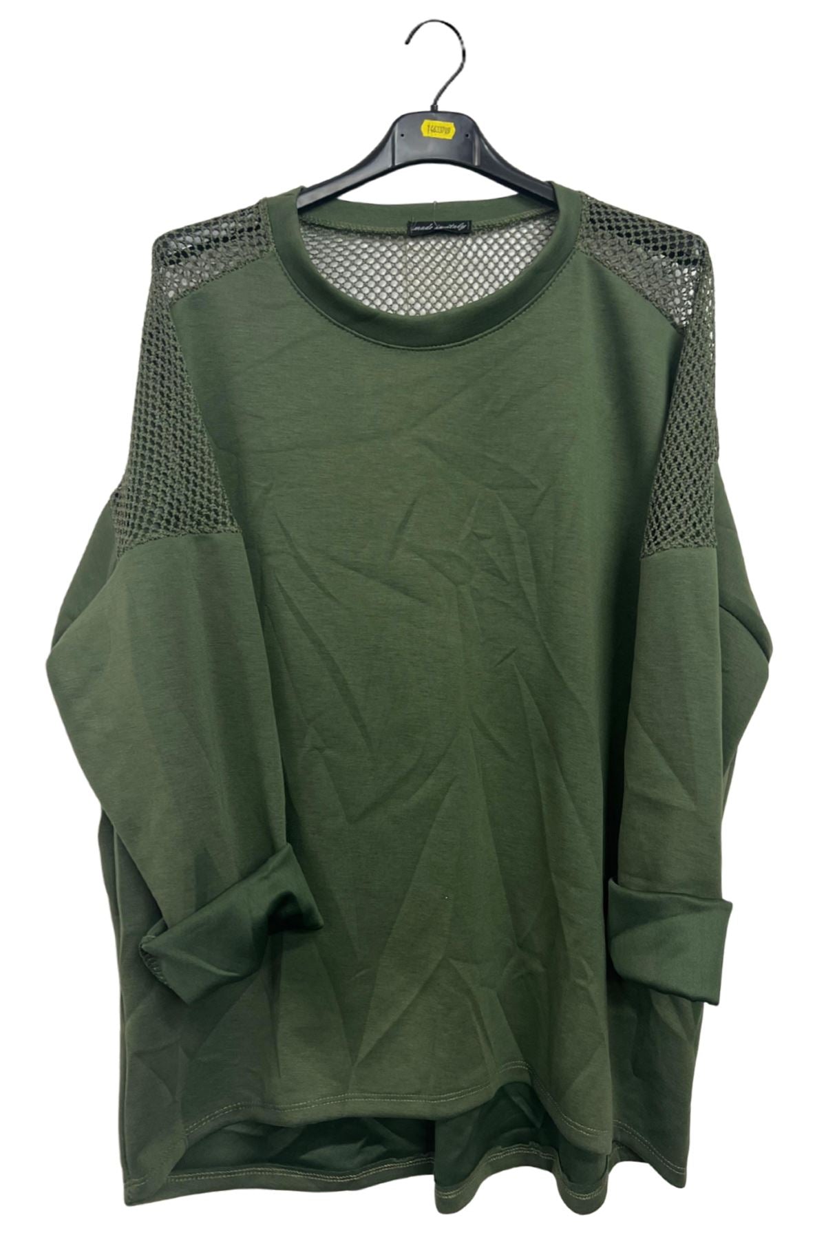 Plain Mesh-Textured Oversized Top