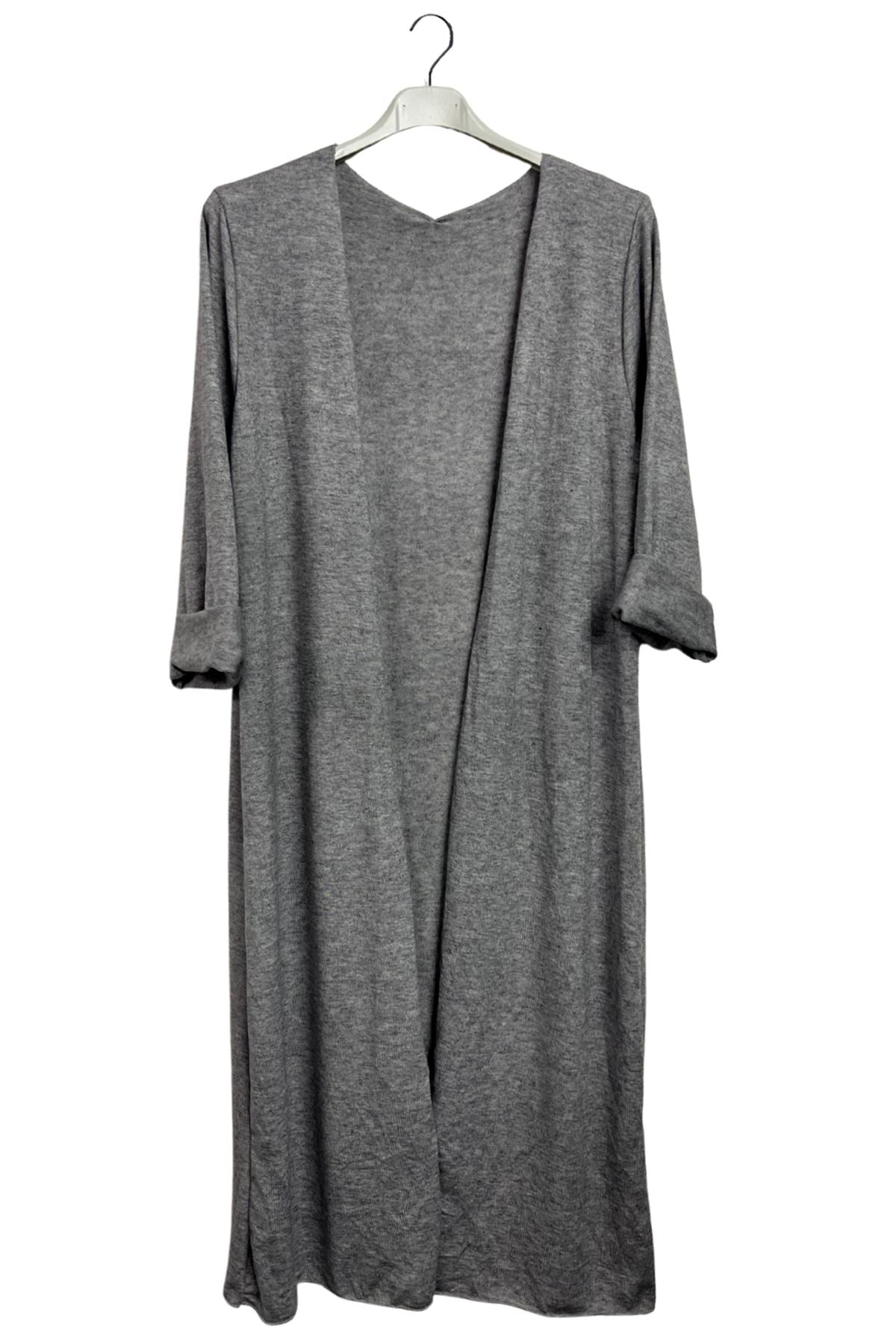 Plain Open Front Longline Cardigan