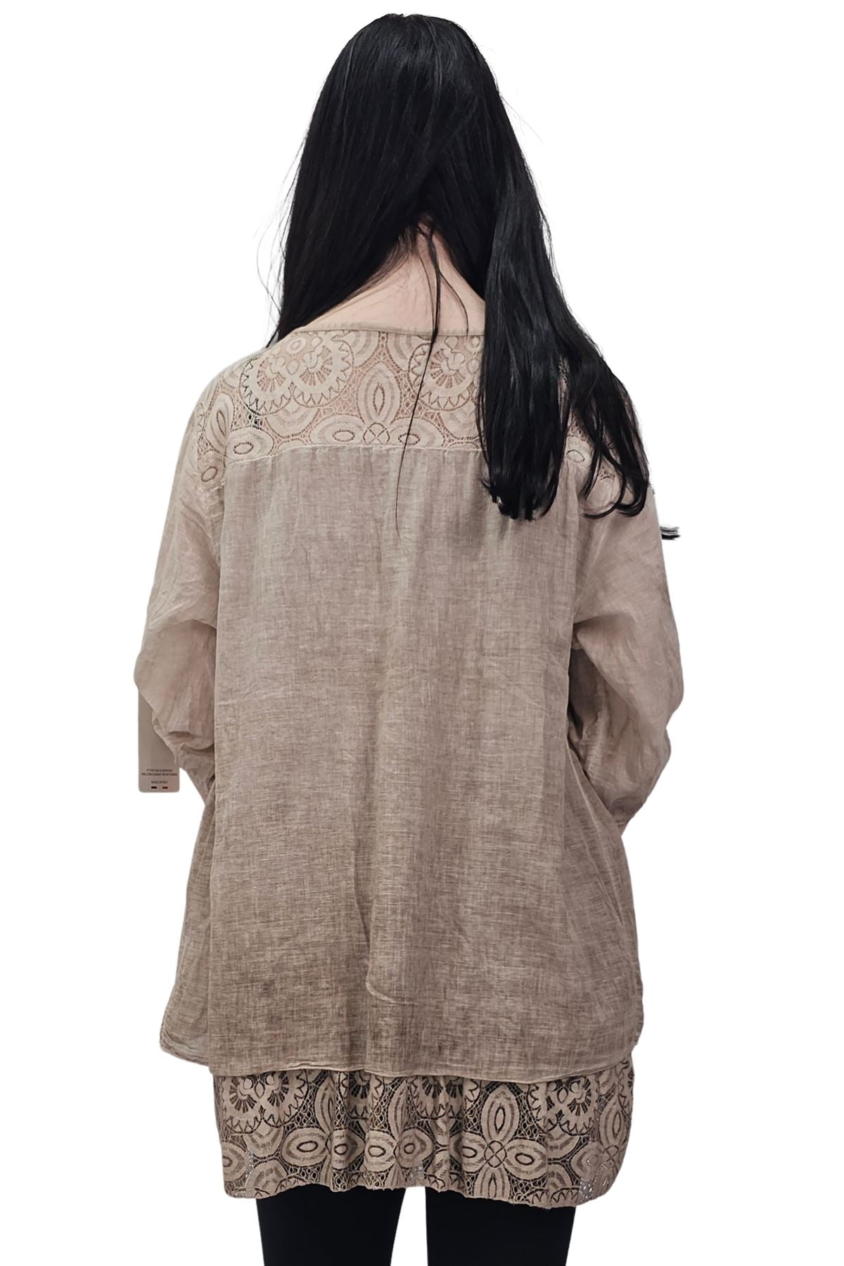 Floral Pattern Lace Detailing Layered Hem Cotton Top