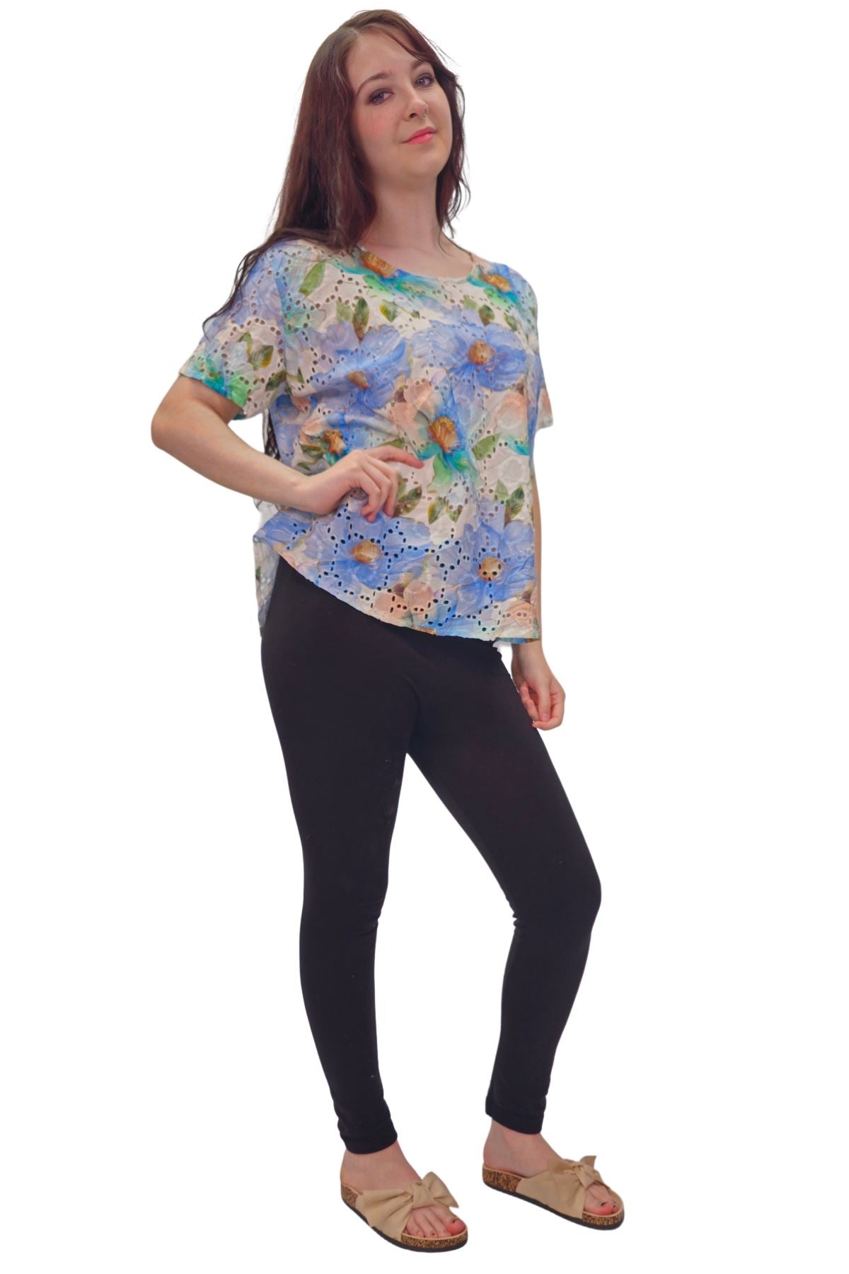 Floral Pastel Shades Print Cotton Top