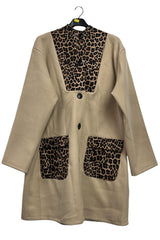 Leopard Print Button-Up Front Two Pockets Coat