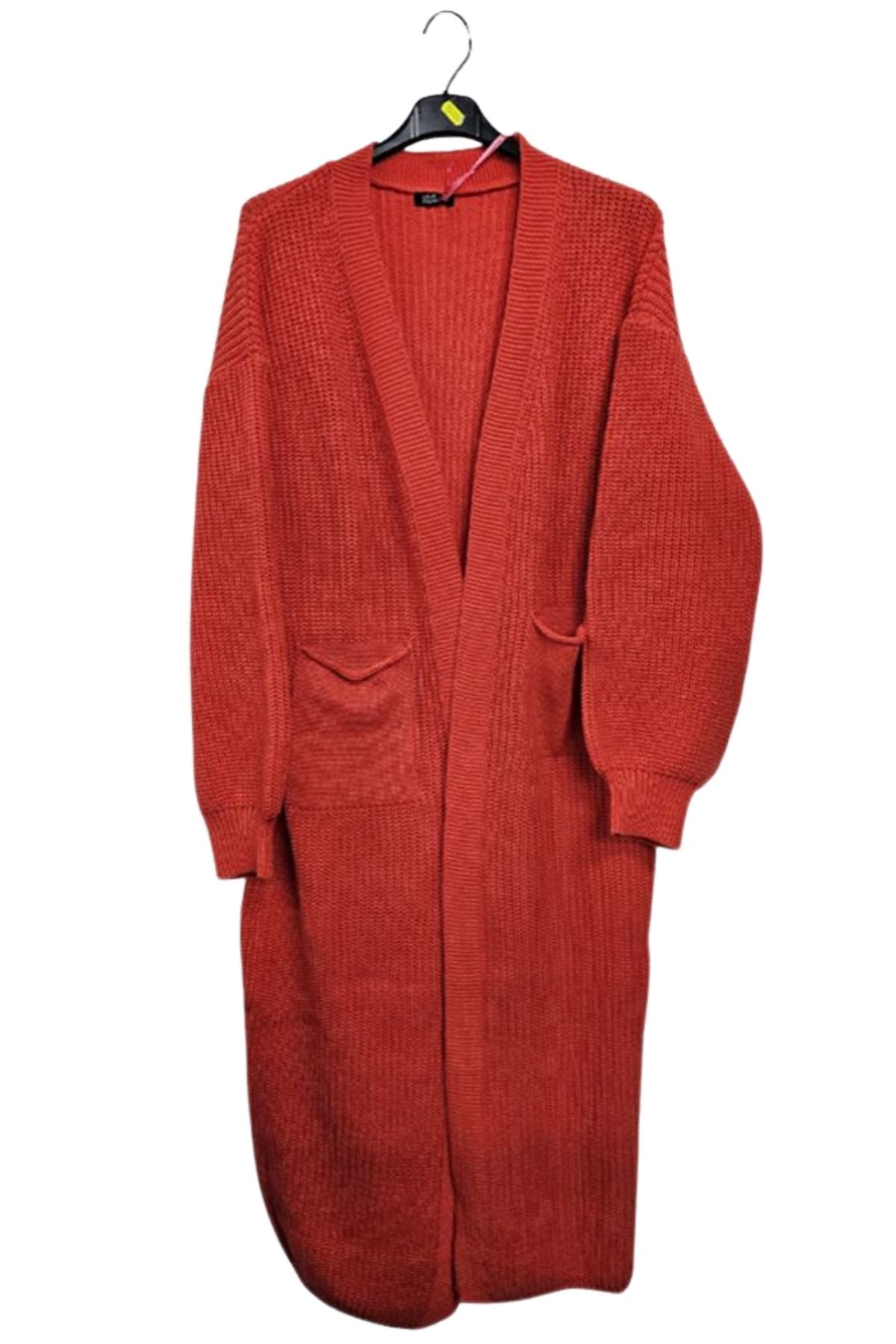 Plain Rib Knit Longline Cardigan