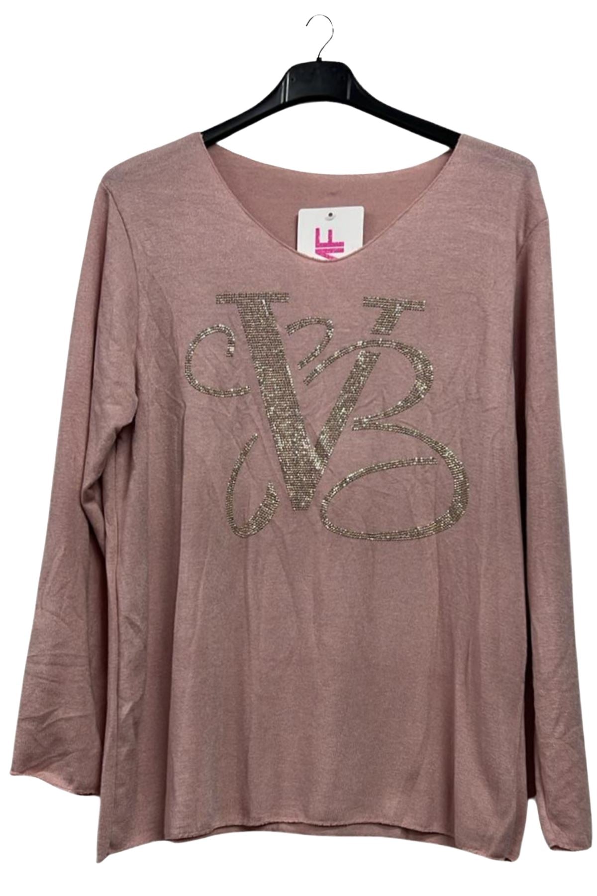 Glitter VB Pattern Soft Knit Tunic Top