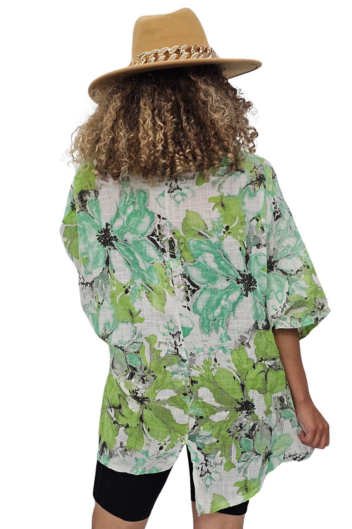 Floral Print Oversized Pocket Tunic Cotton Top