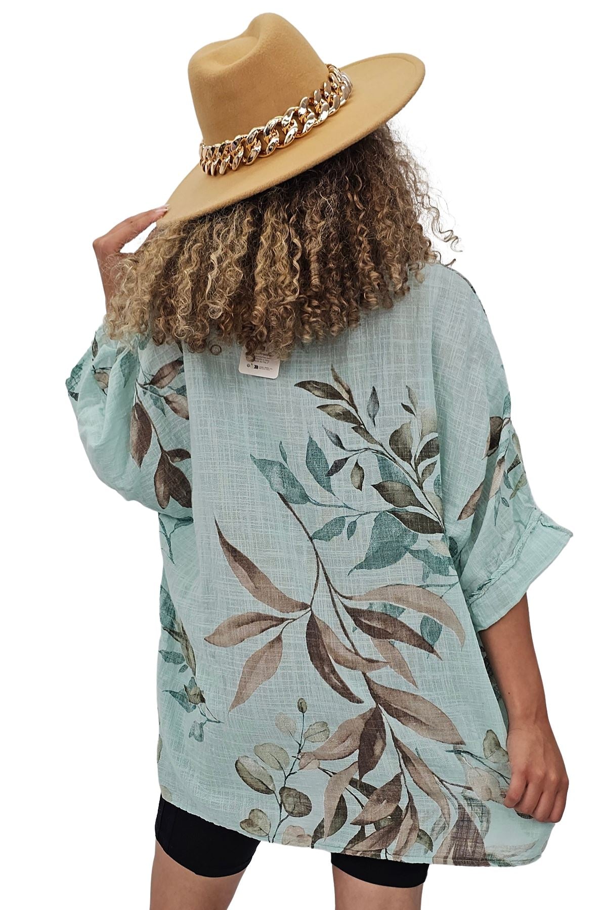 Floral Print Oversized Necklace Tunic Cotton Top