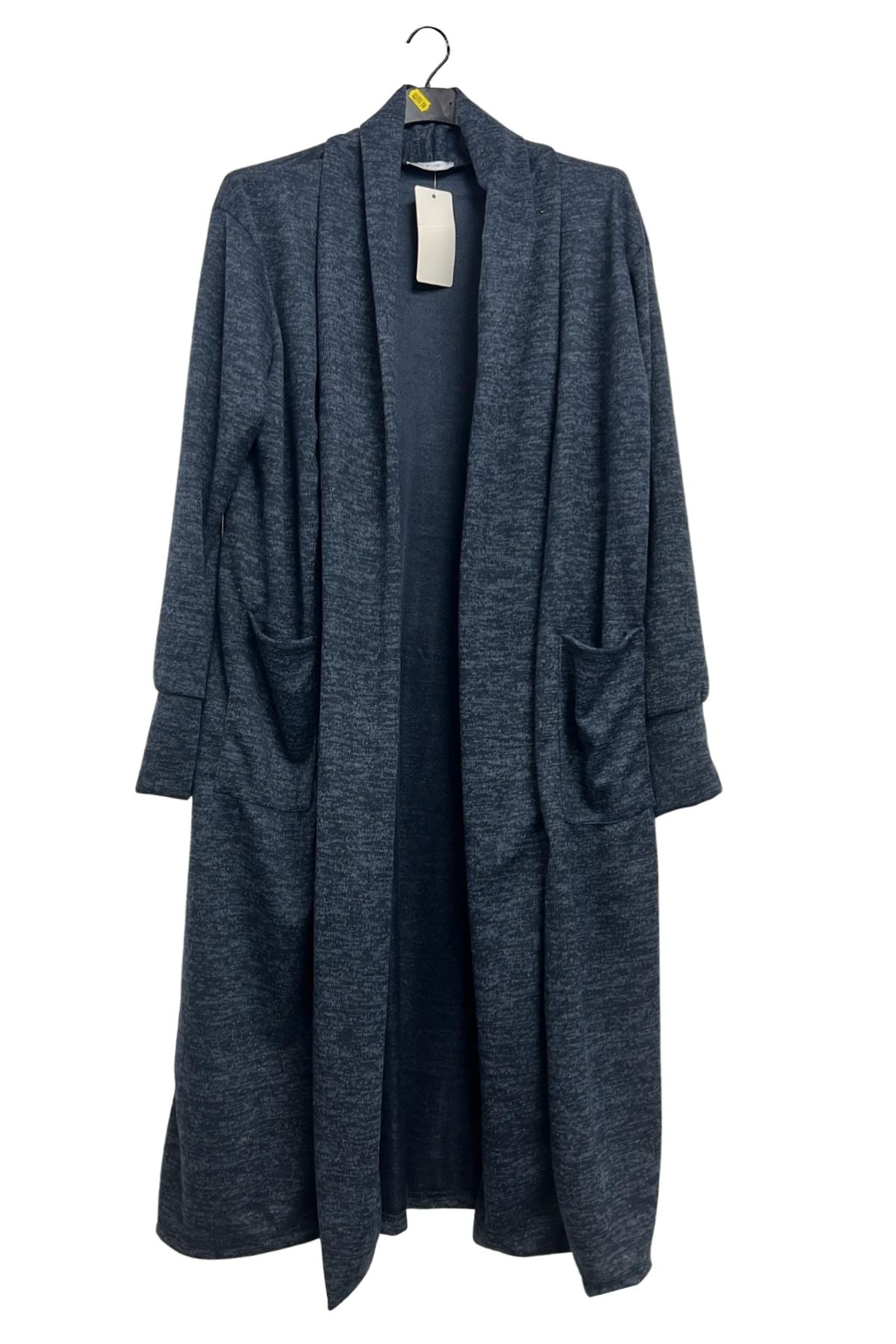 Plain Two Pockets Longline Duster Cardigan
