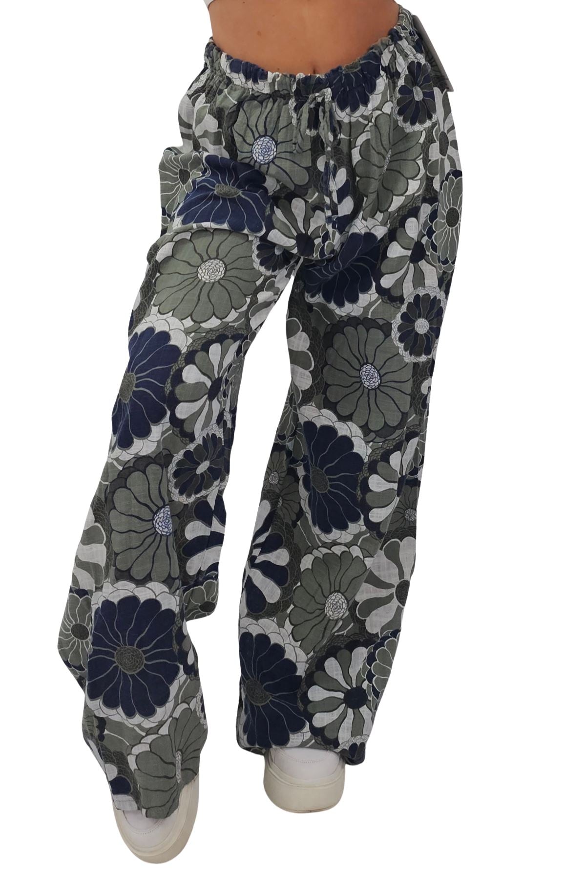 Floral Print Wide Leg Cotton Palazzo