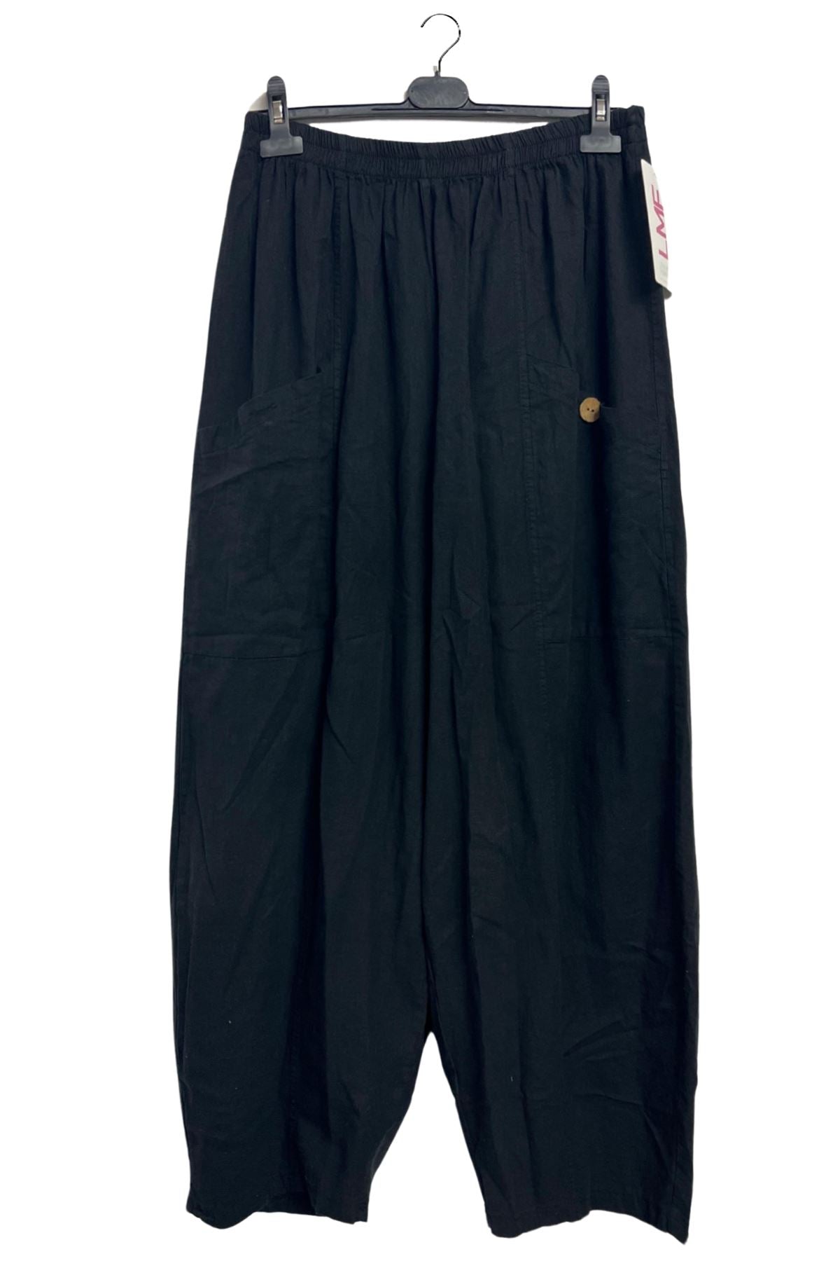 Plain Two Front Pockets Wide Leg Linen Trousers