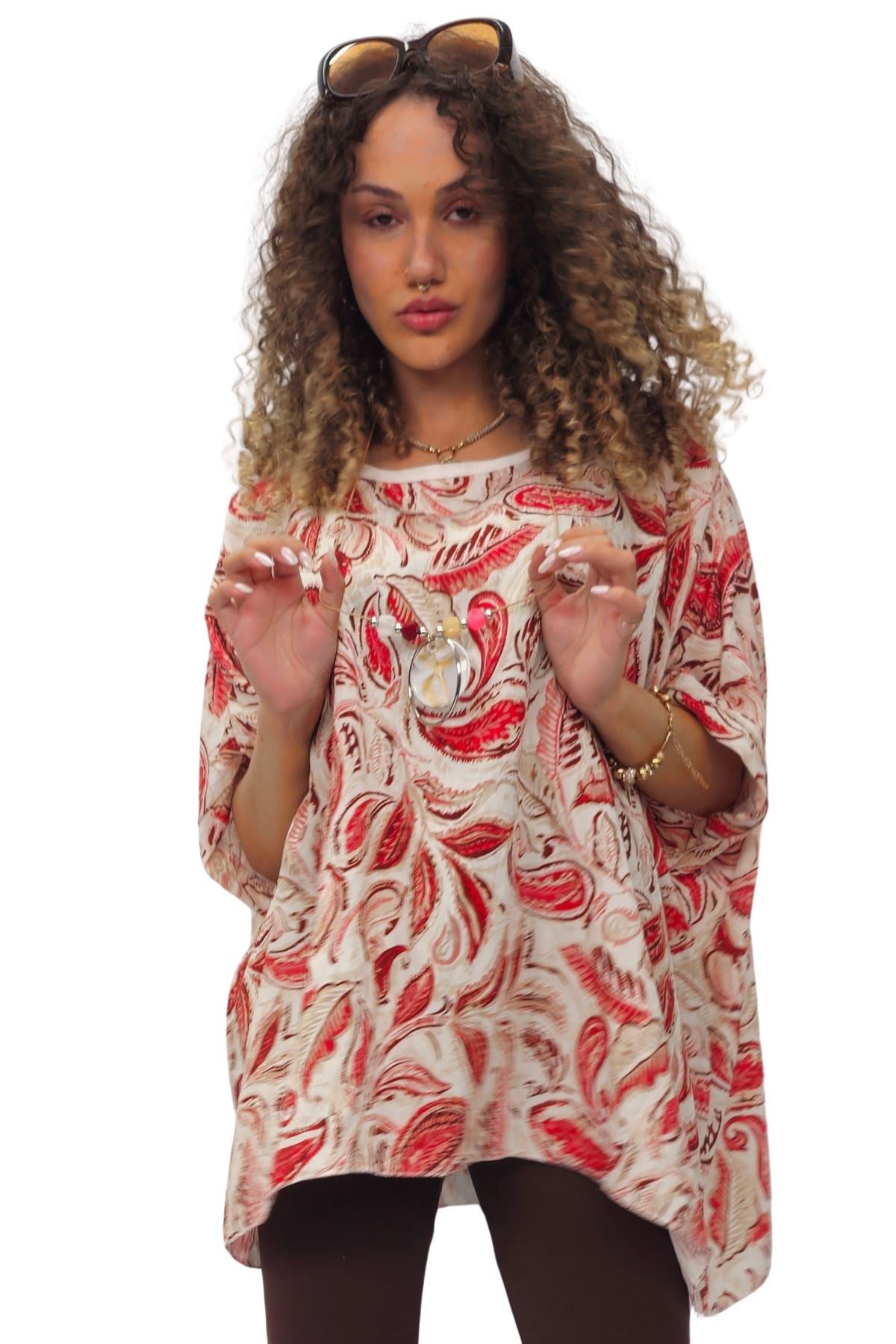 Paisley Print Oversized Tunic Top