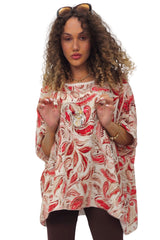 Paisley Print Oversized Tunic Top