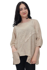 Plain Front Patch Pockets Cotton Top