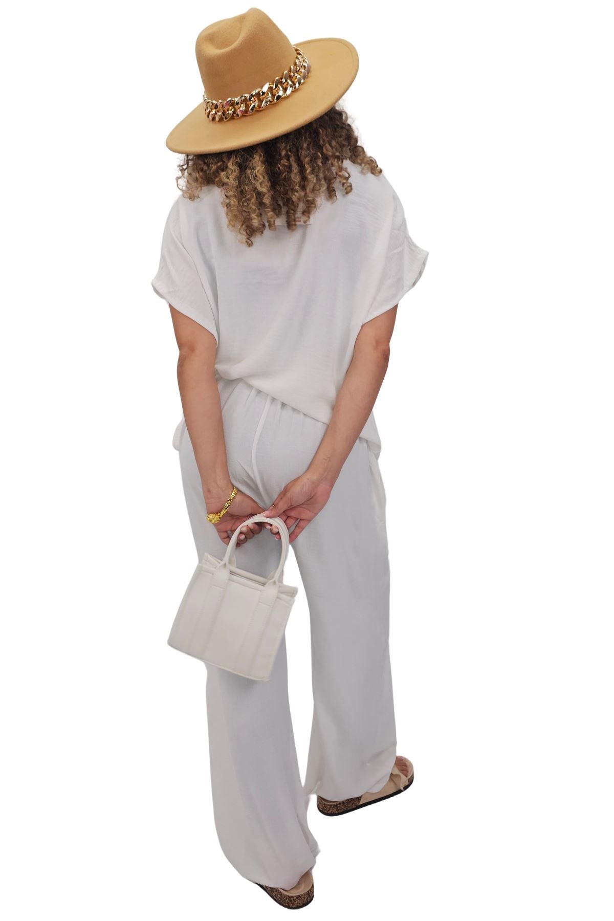 Plain Side Tie Detail Drawstring Waistband Co-Ord Set