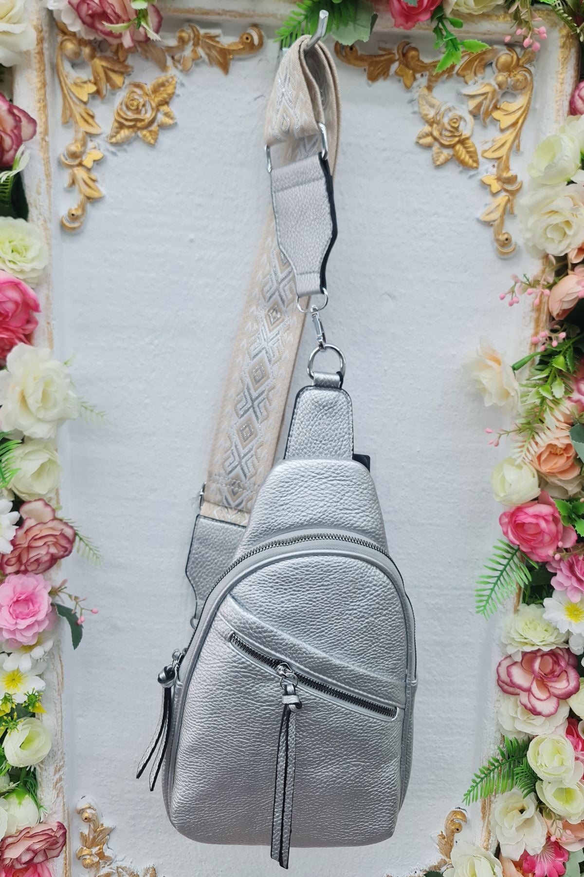 Adjustable Patterned Strap Sling Bag