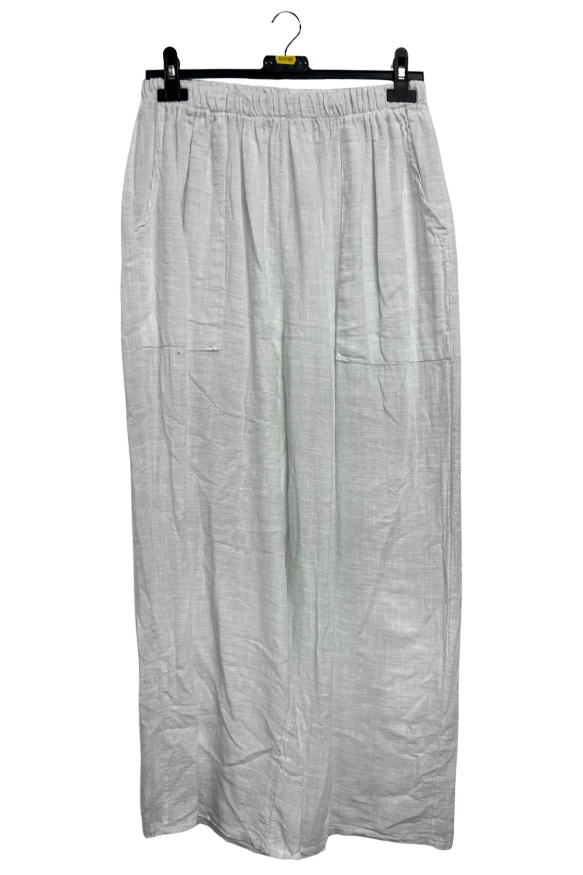 Plain Side Pockets Wide Leg Cotton Palazzo