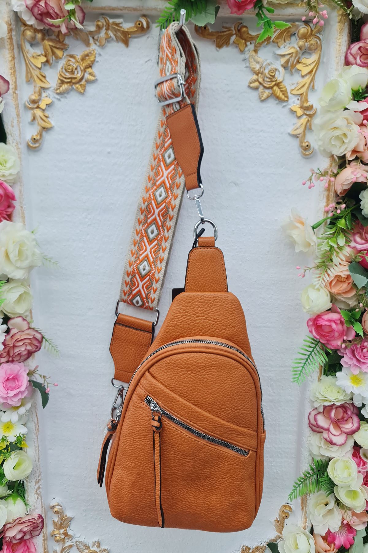 Adjustable Patterned Strap Sling Bag
